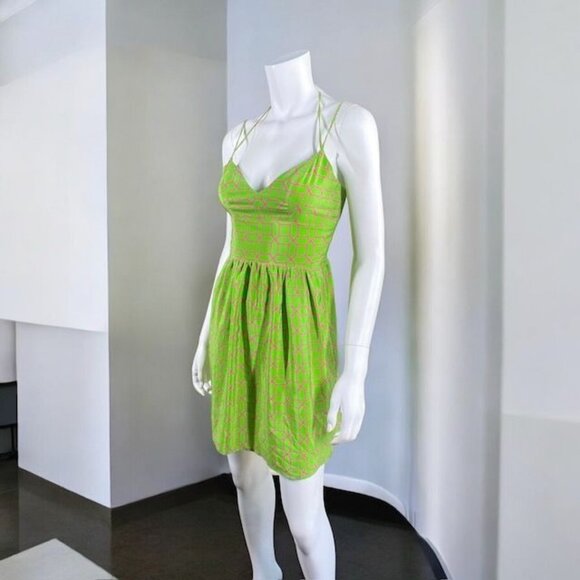 Amanda Uprichard Silk Mini Dress Green Size X- Small - Picture 3 of 16